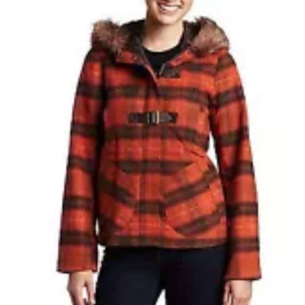 BB Dakota hooded winter coat orange/brown size Small